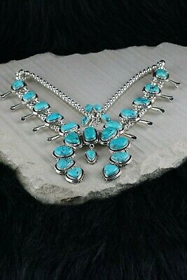 Navajo Turquoise & Sterling Silver Squash Blossom - Mary Ann Spencer - High Lonesome Trading