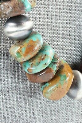 Turquoise & Sterling Silver Navajo Pearl Necklace - Doreen Jake
