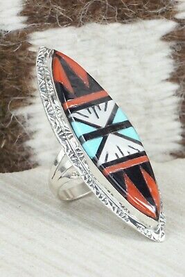 Multi Stone & Sterling Silver Ring - Leslie & Gladys Lamy - Size 8