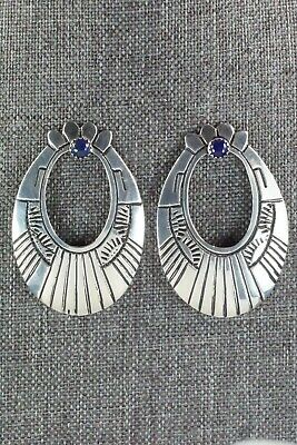 Navajo Lapis & Sterling Silver Earrings - Richard Singer