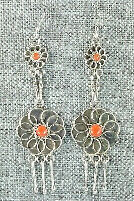Coral & Sterling Silver Earrings - Diana Bellson