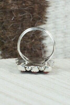 Coral & Sterling Silver Ring - Priscilla Reeder - Size 8