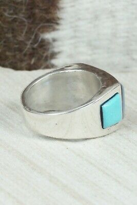 Turquoise & Sterling Silver Ring - Leslie & Gladys Lamy - Size 11