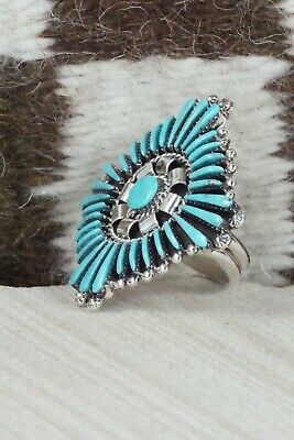 Turquoise & Sterling Silver Ring - Edmund Cooeyate - Size 7