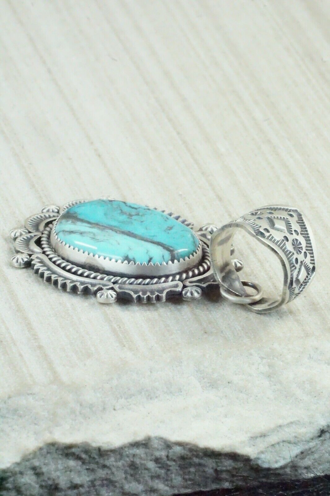 Turquoise and Sterling Silver Pendant - Harold Joe
