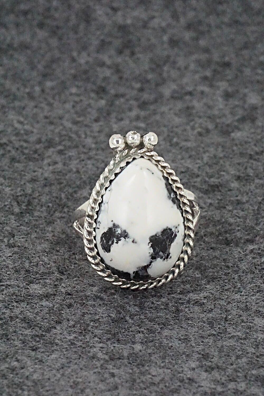 White Buffalo & Sterling Silver Ring - Robert Martinez - Size 6.5