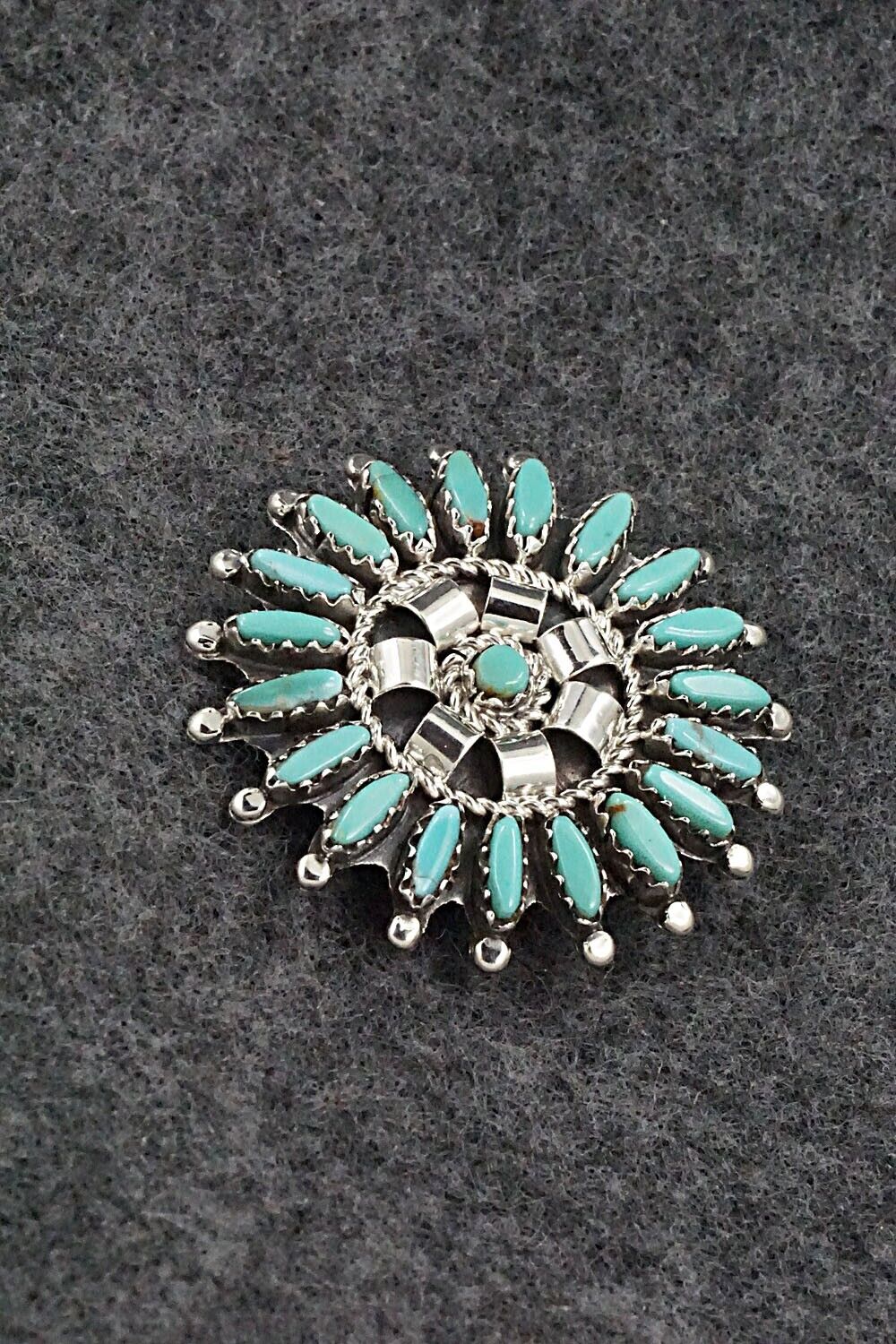 Turquoise & Sterling Silver Pendant/Pin - Nathaniel Nez
