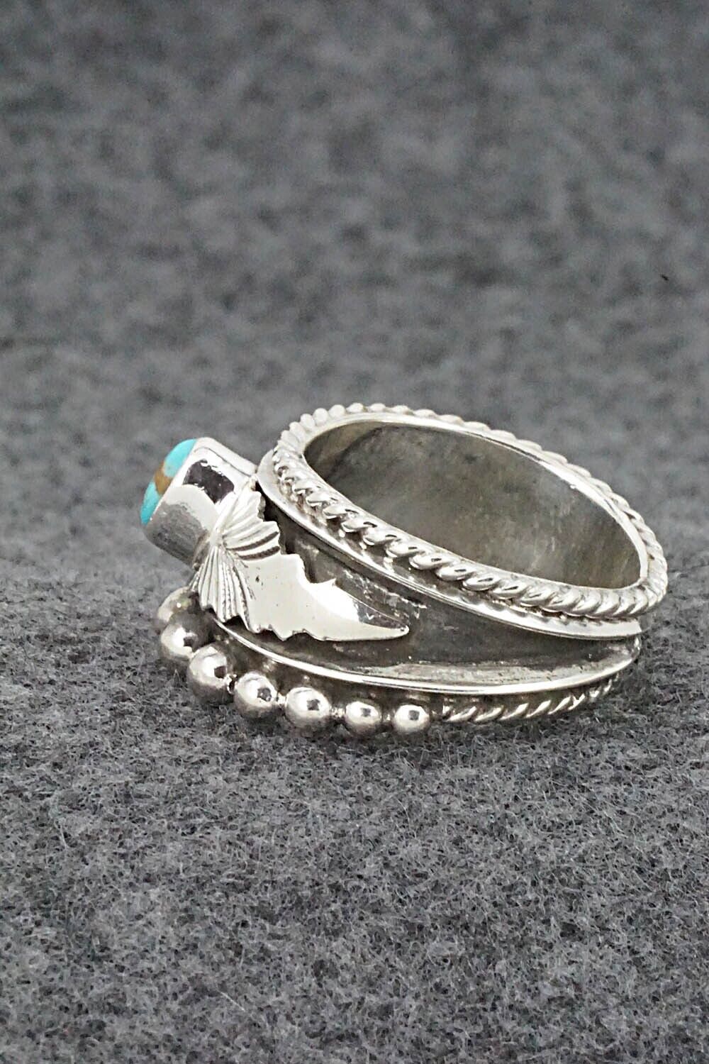 Turquoise & Sterling Silver Ring - Tom Lewis - Size 9