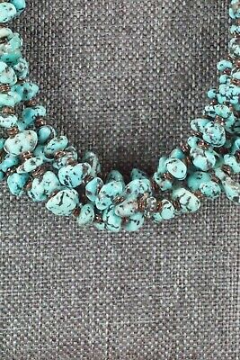 Turquoise, Shell & Sterling Silver Necklace - Navajo