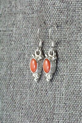 Coral & Sterling Silver Earrings - Elaine Shirley