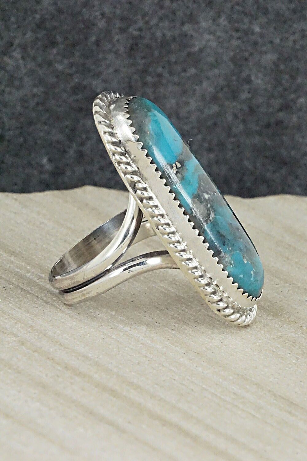 Turquoise & Sterling Silver Ring - Leslie Nez - Size 9