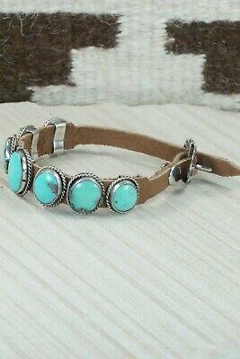 7 Stone Turquoise, Sterling Silver and Leather Bracelet - Danny Martinez - High Lonesome Trading