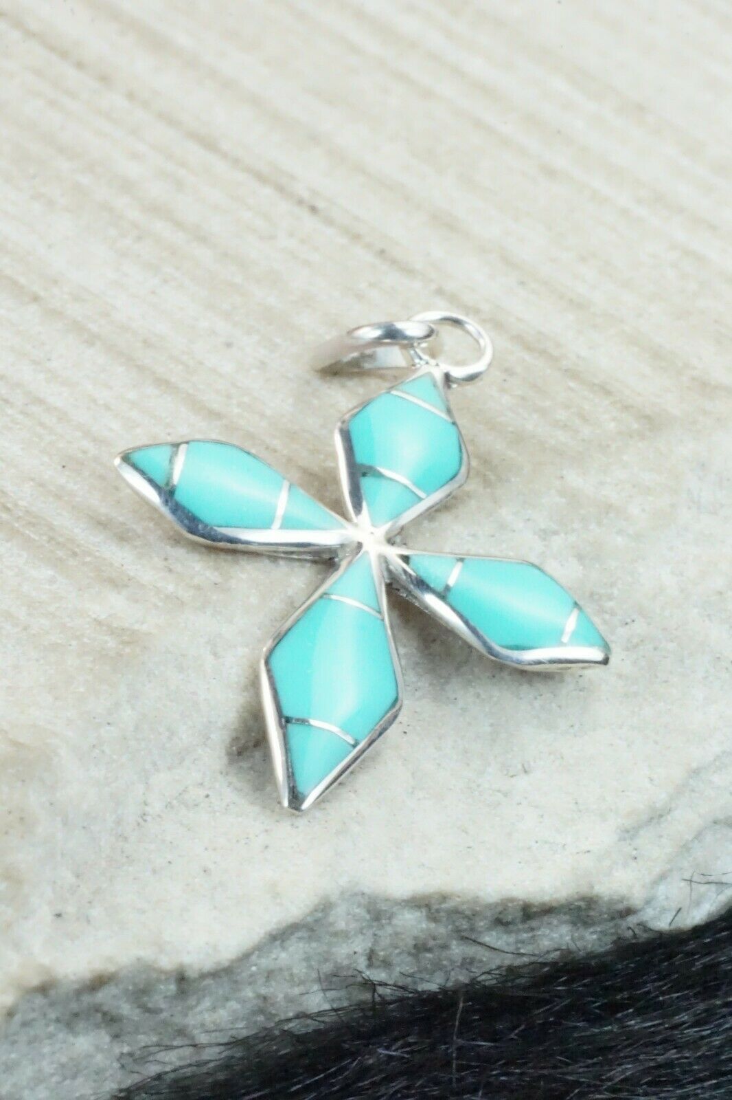 Turquoise & Sterling Silver Pendant - James Kee