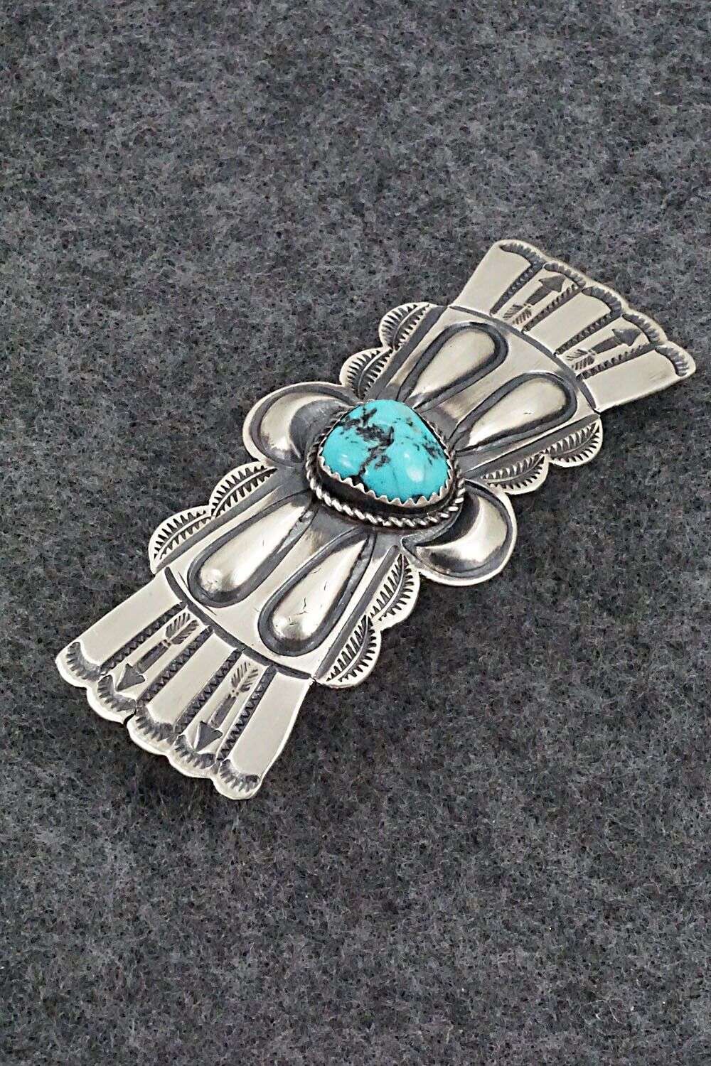 Turquoise & Sterling Silver Hair Barrette - Martha Cayatineto