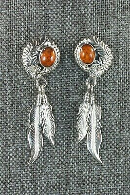 Navajo Amber & Sterling Silver Earrings - Annie Spencer