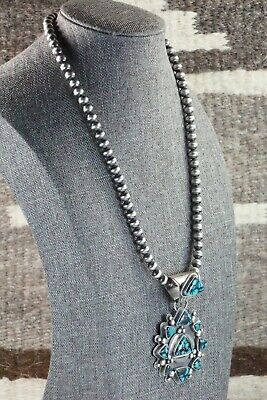 Turquoise Pendant & Sterling Silver Necklace - Tom Lewis