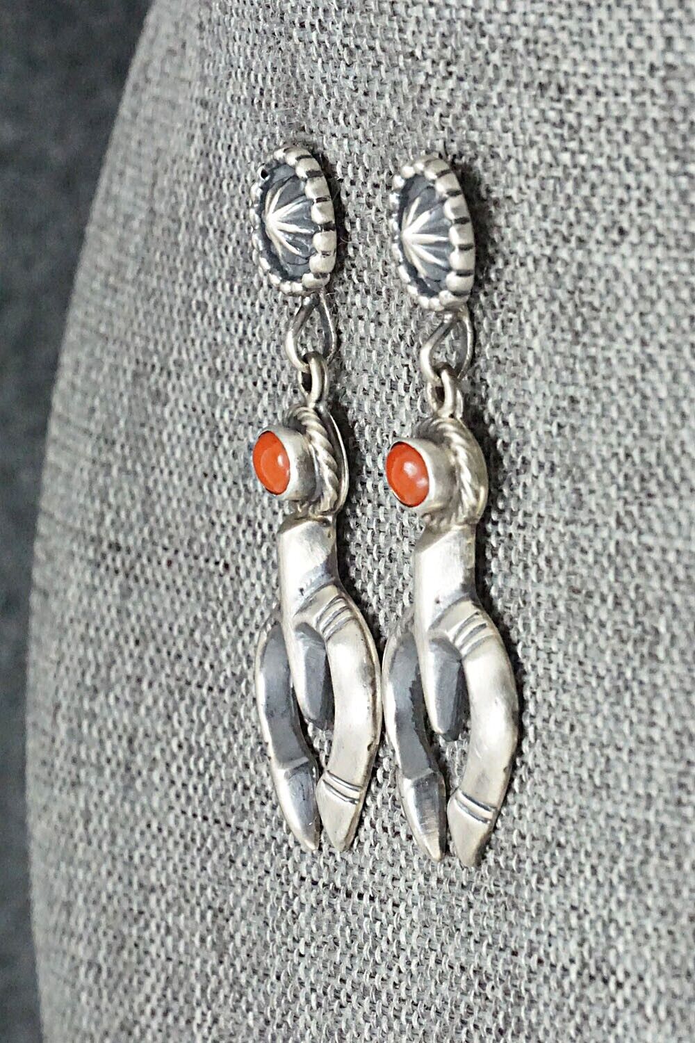 Coral & Sterling Silver Earrings - Annie Spencer