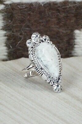 White Buffalo & Sterling Silver Ring - Daniel Benally - Size 8
