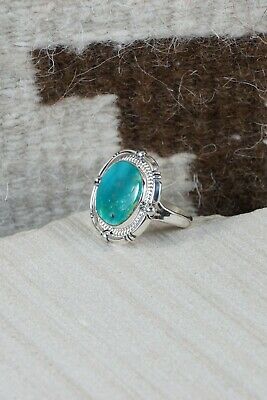 Navajo Turquoise and Sterling Silver Ring - Samuel Yellowhair - Size 10