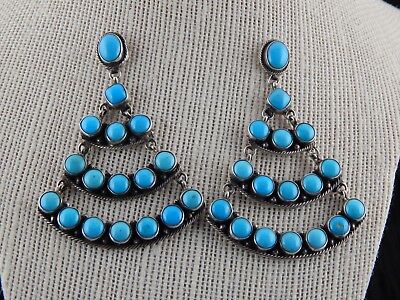 Navajo Turquoise & Sterling Silver Earrings  - P. Johnson - High Lonesome Trading