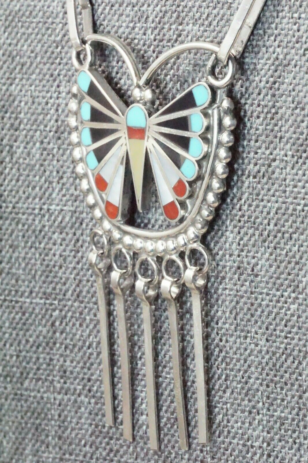 Turquoise, Mother of Pearl & Sterling Silver Inlay Jewelry Set - Adrian Wallace