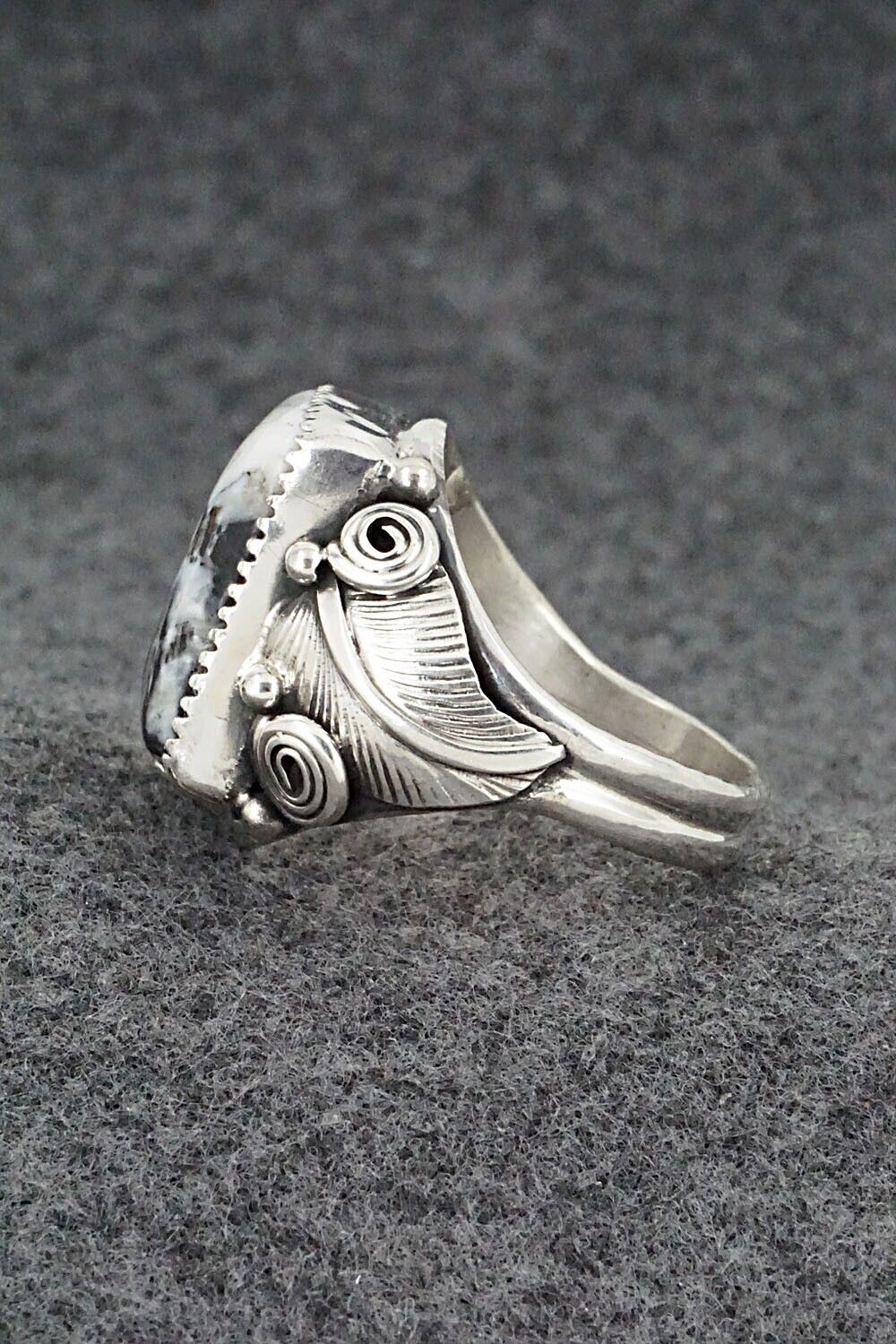White Buffalo & Sterling Silver Ring - Darrell Morgan - Size 12
