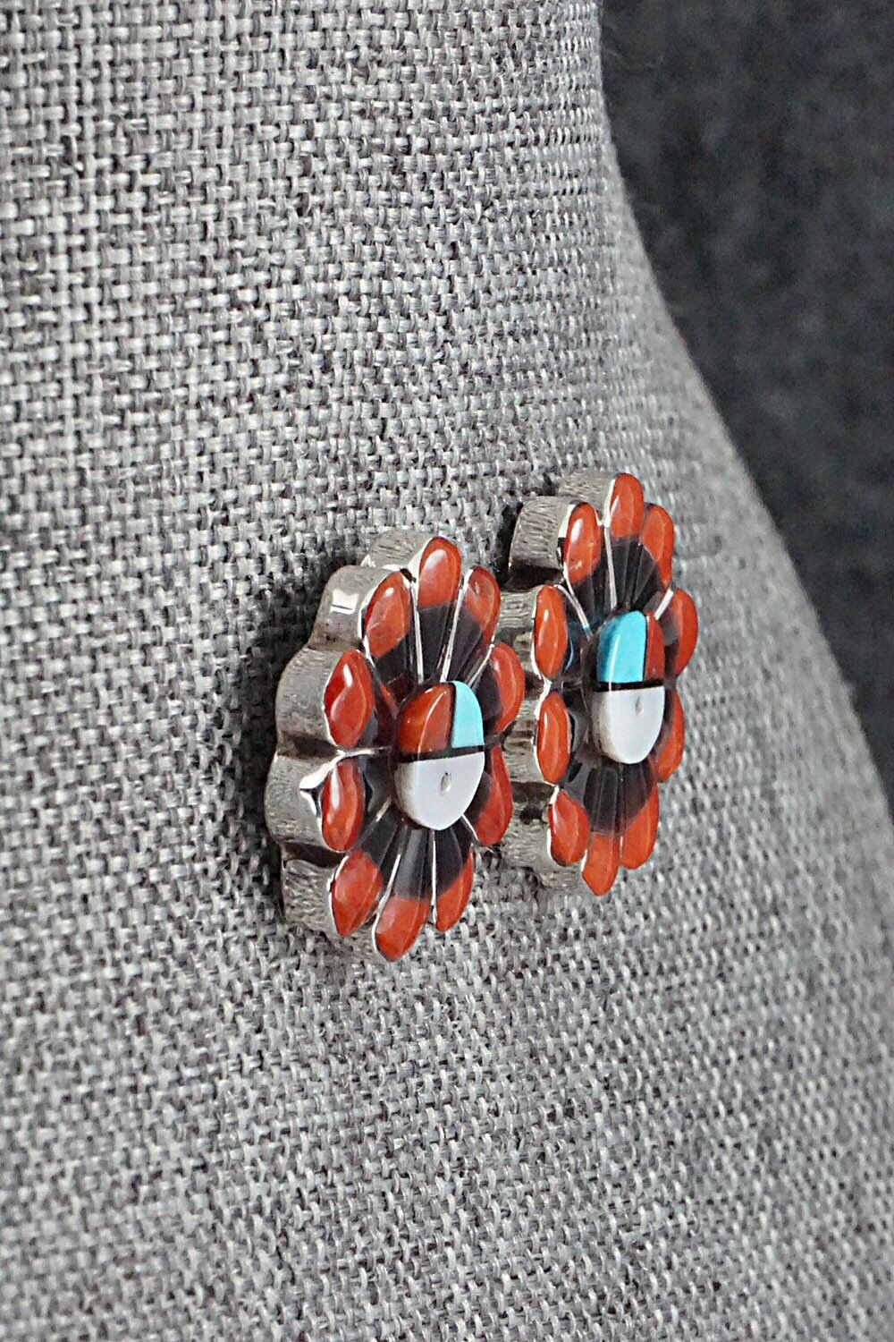 Multi Stone Inlay & Sterling Silver Earrings - Romero Vacit