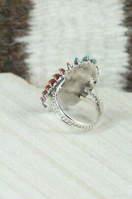 Zuni Coral and Sterling Silver Ring - Edmund Cooeyate - Size 6 - High Lonesome Trading
