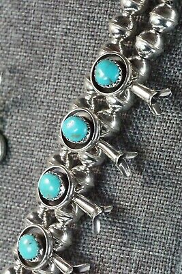 Turquoise & Sterling Silver Squash Blossom & Earrings - Phil Garcia