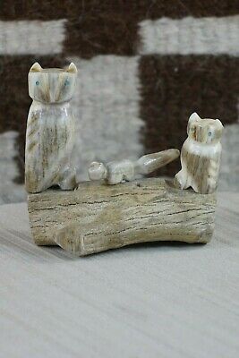Owl and Fox Zuni Fetish Carving - Marvelita Phillips - High Lonesome Trading