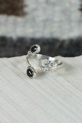 Navajo Onyx and Sterling Silver Ring - Roger Pino - Size 9.75 - High Lonesome Trading
