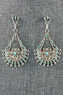 Zuni Turquoise & Sterling Silver Earrings - Philander Gia - High Lonesome Trading
