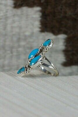 Navajo 4 Stone Turquoise and Sterling Silver Ring - Roberta Begay - 7.75 - High Lonesome Trading