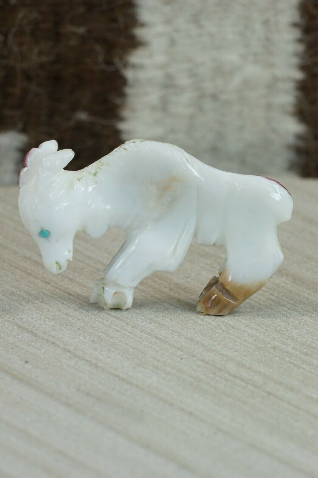 Spiny Oyster Goat Zuni Fetish Carving - Jonas Hastito