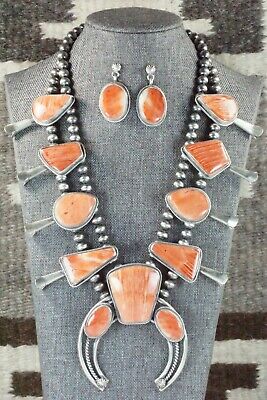 Spiny Oyster & Sterling Silver Squash Blossom Set - Raymond Delgarito