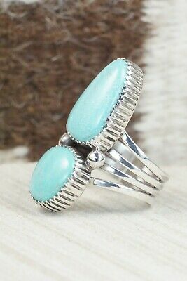 Turquoise and Sterling Silver Ring - Alvin Joe - Size 8.25
