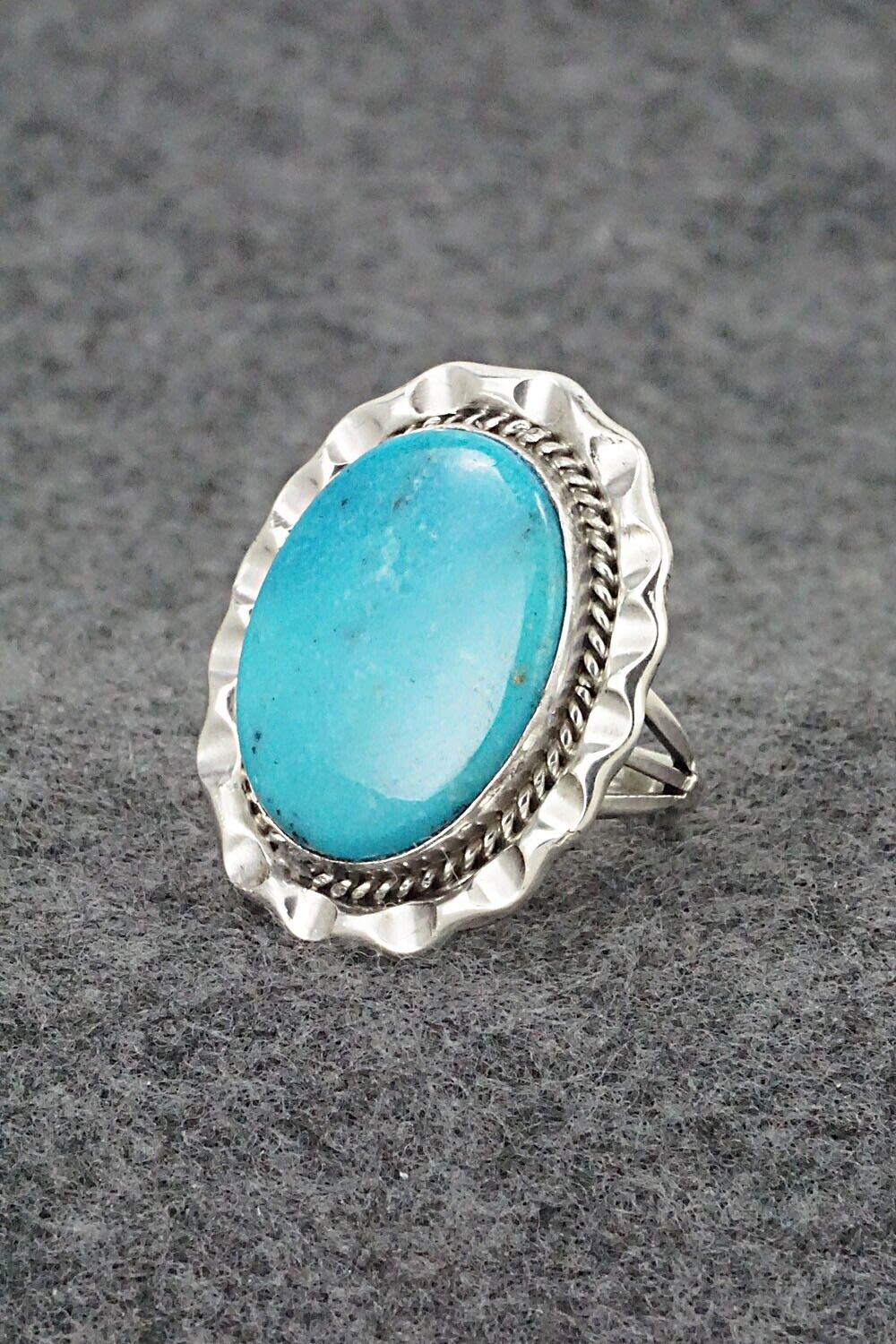 Turquoise & Sterling Silver Ring - Samuel Yellowhair - Size 8