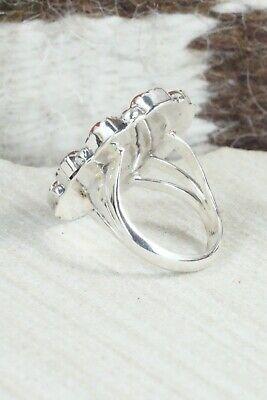Turquoise, Coral & Sterling Silver Ring - Roberta Begay - 6.75 - High Lonesome Trading