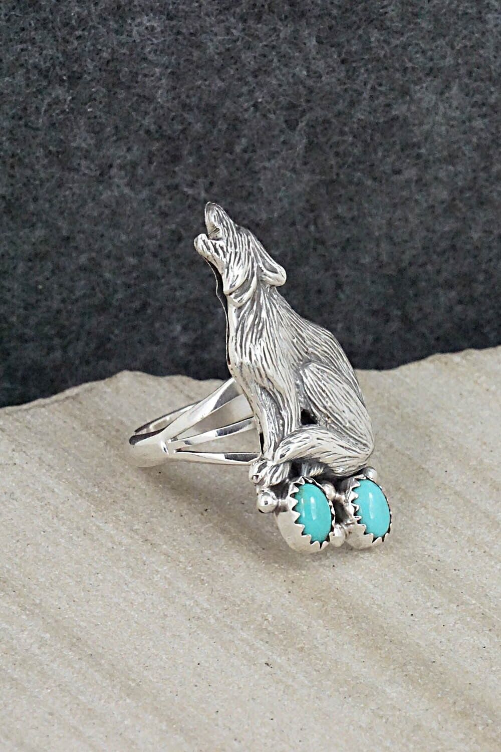 Turquoise & Sterling Silver Ring - Samuel Yellowhair - Size 8