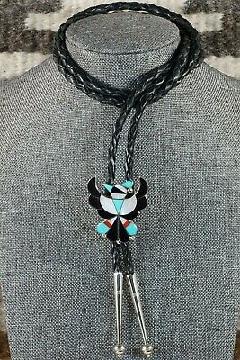 Zuni Turquoise & Sterling Silver Thunderbird Bolo Tie - Breon Wallace - High Lonesome Trading