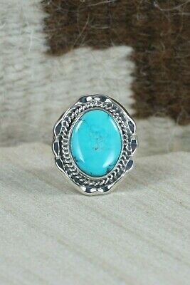 Navajo Turquoise & Sterling Silver Ring - Samuel Yellowhair - Size 5.75