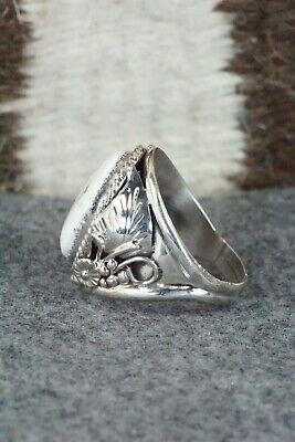 White Buffalo & Sterling Silver Ring - Leonard Spencer - Size 12 - High Lonesome Trading