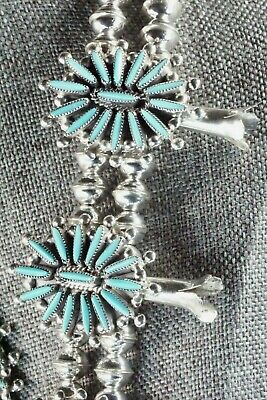 Turquoise & Sterling Silver Squash Blossom Set - Lance and Cordelia Waatsa - High Lonesome Trading