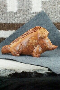 Razorback Hog Zuni Fetish Carving - Louise Ponchuella