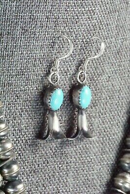 Turquoise & Sterling Silver Squash Blossom and Earrings - Leon Kirlie