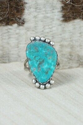 Navajo Turquoise and Sterling Silver Ring - Selina Warner - Size 8.5