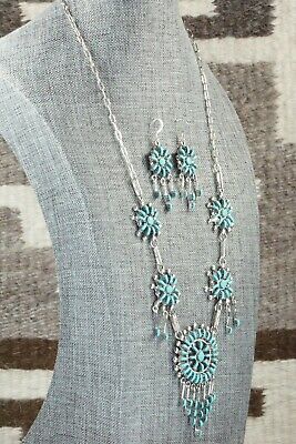 Turquoise & Sterling Silver Necklace and Earrings Set - Keith Leekity