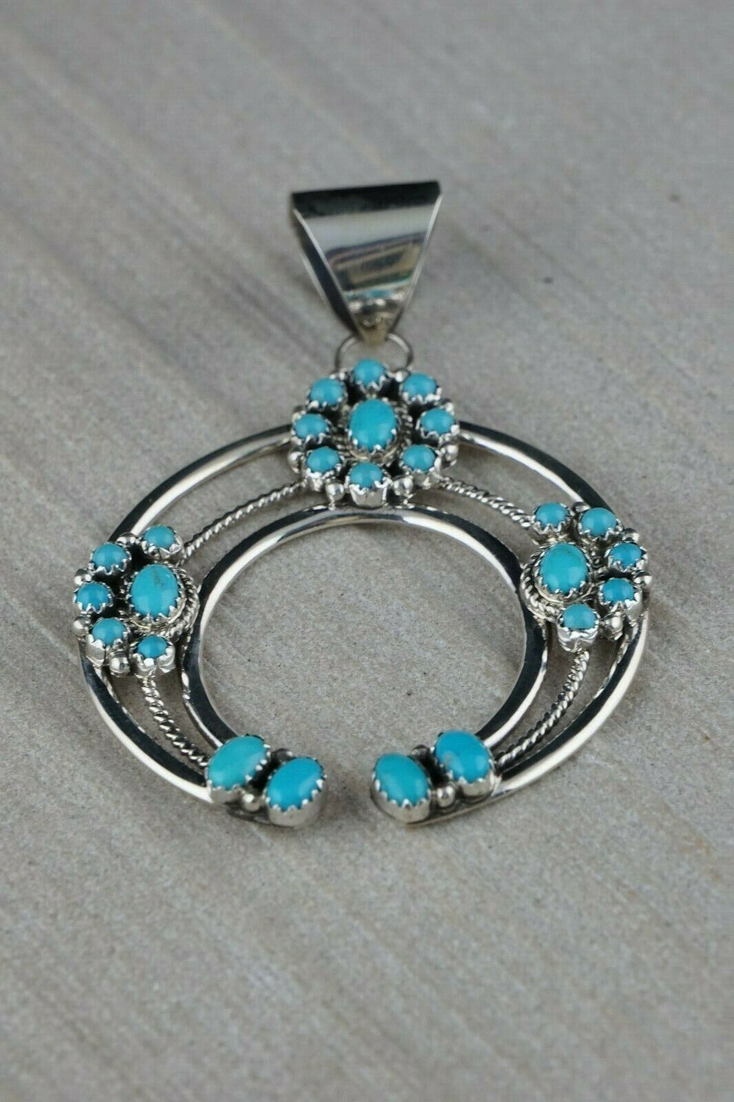 Turquoise and Sterling Silver Pendant - Leon Kirlie - Navajo - High Lonesome Trading