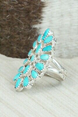 Turquoise and Sterling Silver Ring - Justina Wilson - Size 9.5