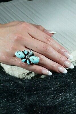 Navajo Turquoise and Sterling Silver Ring - Bobby Johnson - Size 8 - High Lonesome Trading
